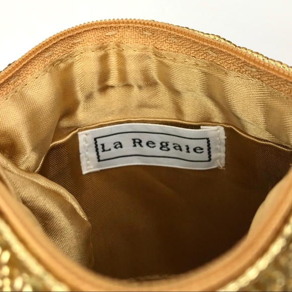 La Regale Gold Beaded Handbag Wristlet Clutch Bag - Picture 7 of 8